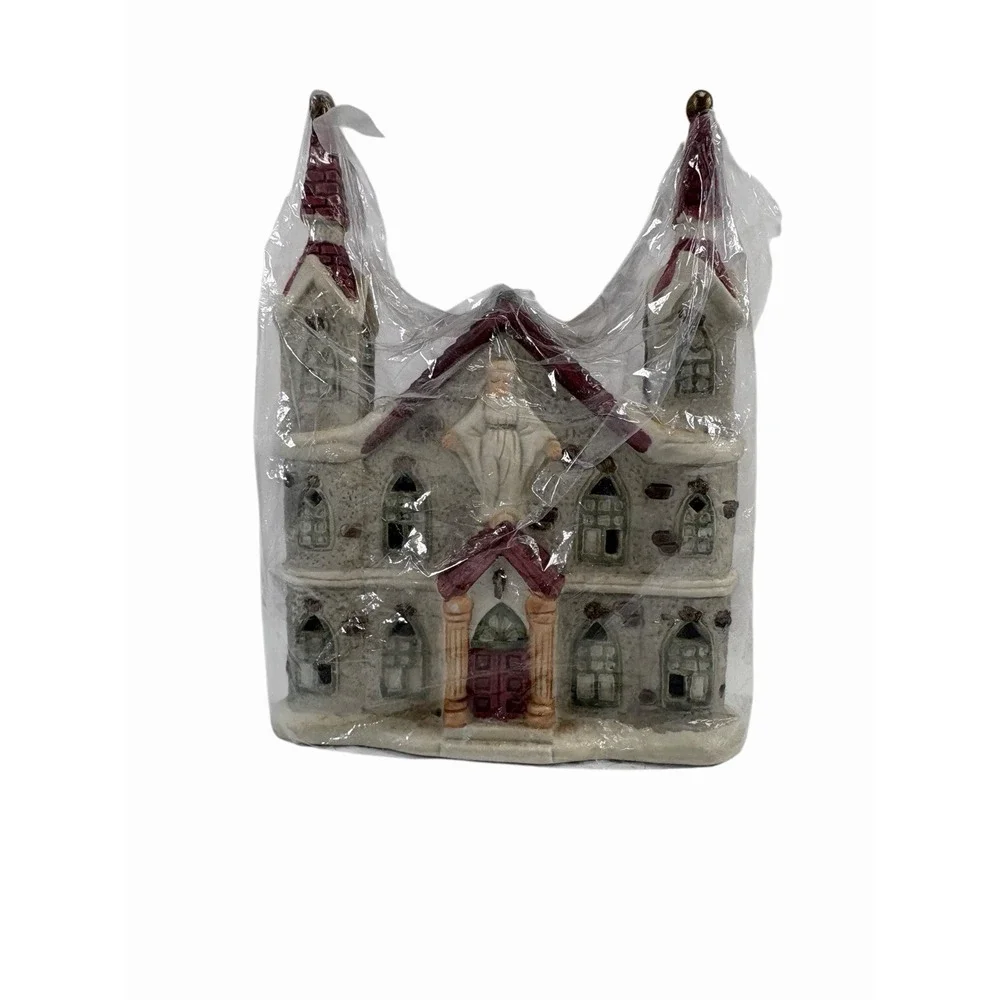 Vtg Dickens Collectables Sugar Creek County Porcelain Lighted Church Village